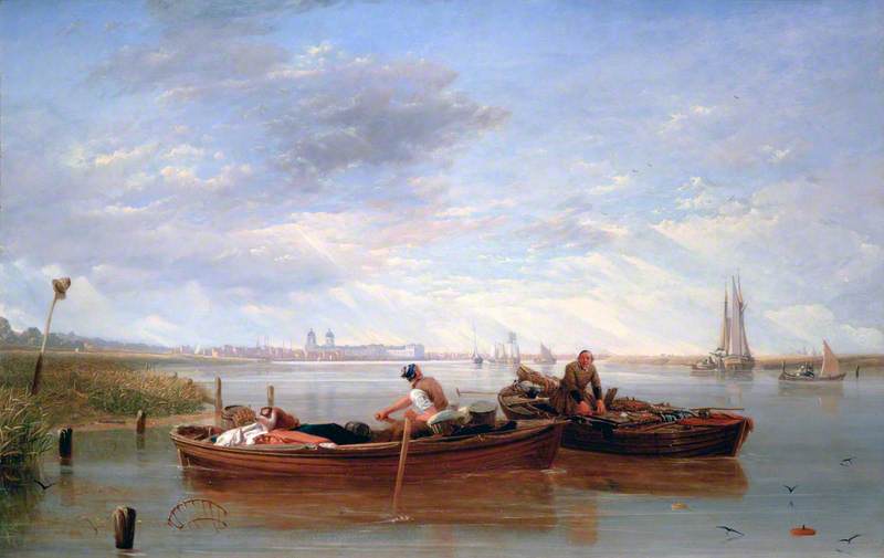 Wikioo.org - The Encyclopedia of Fine Arts - Painting, Artwork by Augustus Wall Callcott - View of Greenwich Hospital and the River Thames Taken on the Isle of Dogs