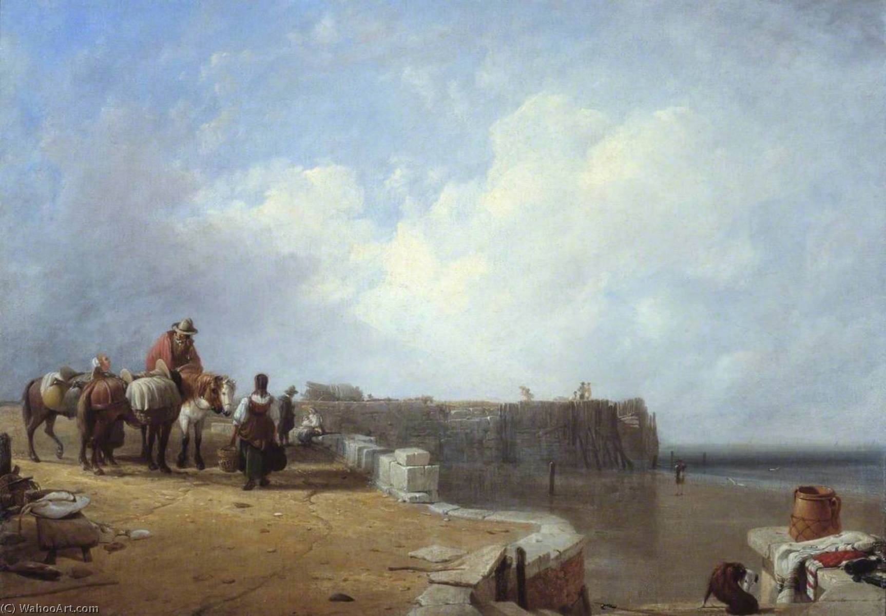 Wikioo.org - The Encyclopedia of Fine Arts - Painting, Artwork by Augustus Wall Callcott - Dutch Coast Scene