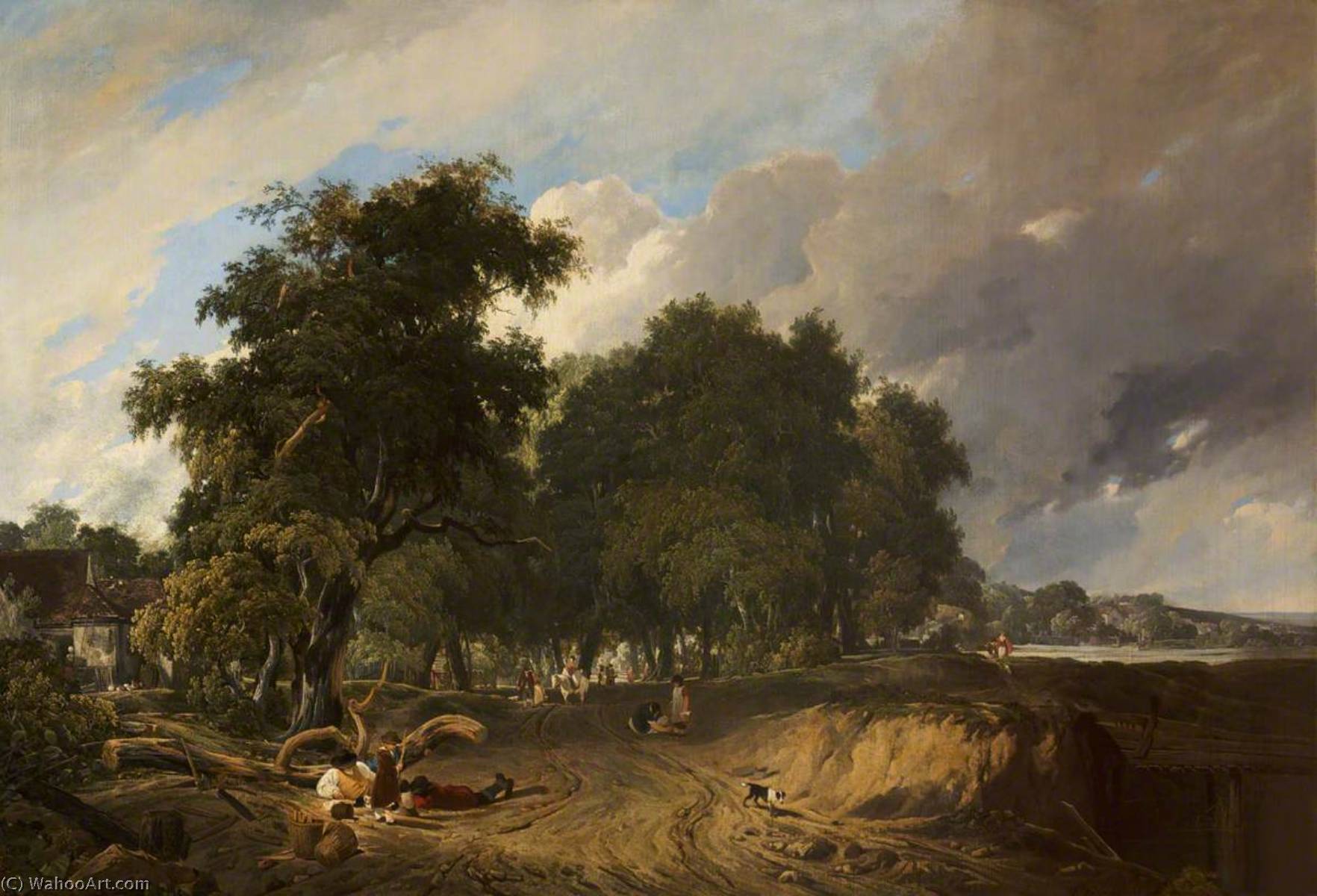 Wikioo.org - The Encyclopedia of Fine Arts - Painting, Artwork by Augustus Wall Callcott - Landscape, Market Day