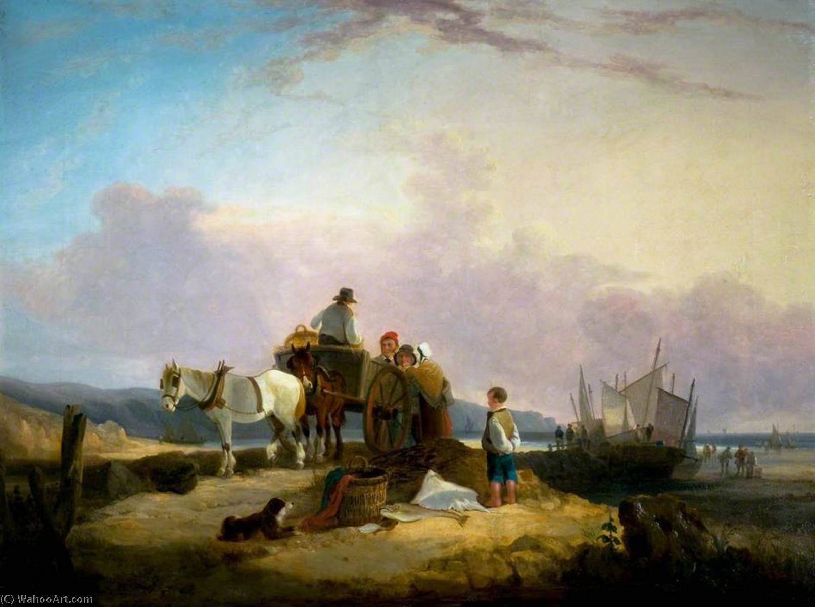 Wikioo.org - สารานุกรมวิจิตรศิลป์ - จิตรกรรม Augustus Wall Callcott - Sea Pier