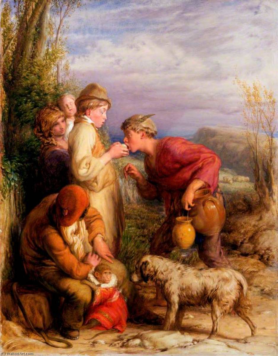 Wikioo.org - The Encyclopedia of Fine Arts - Painting, Artwork by William Mulready The Younger - Giving a Bite