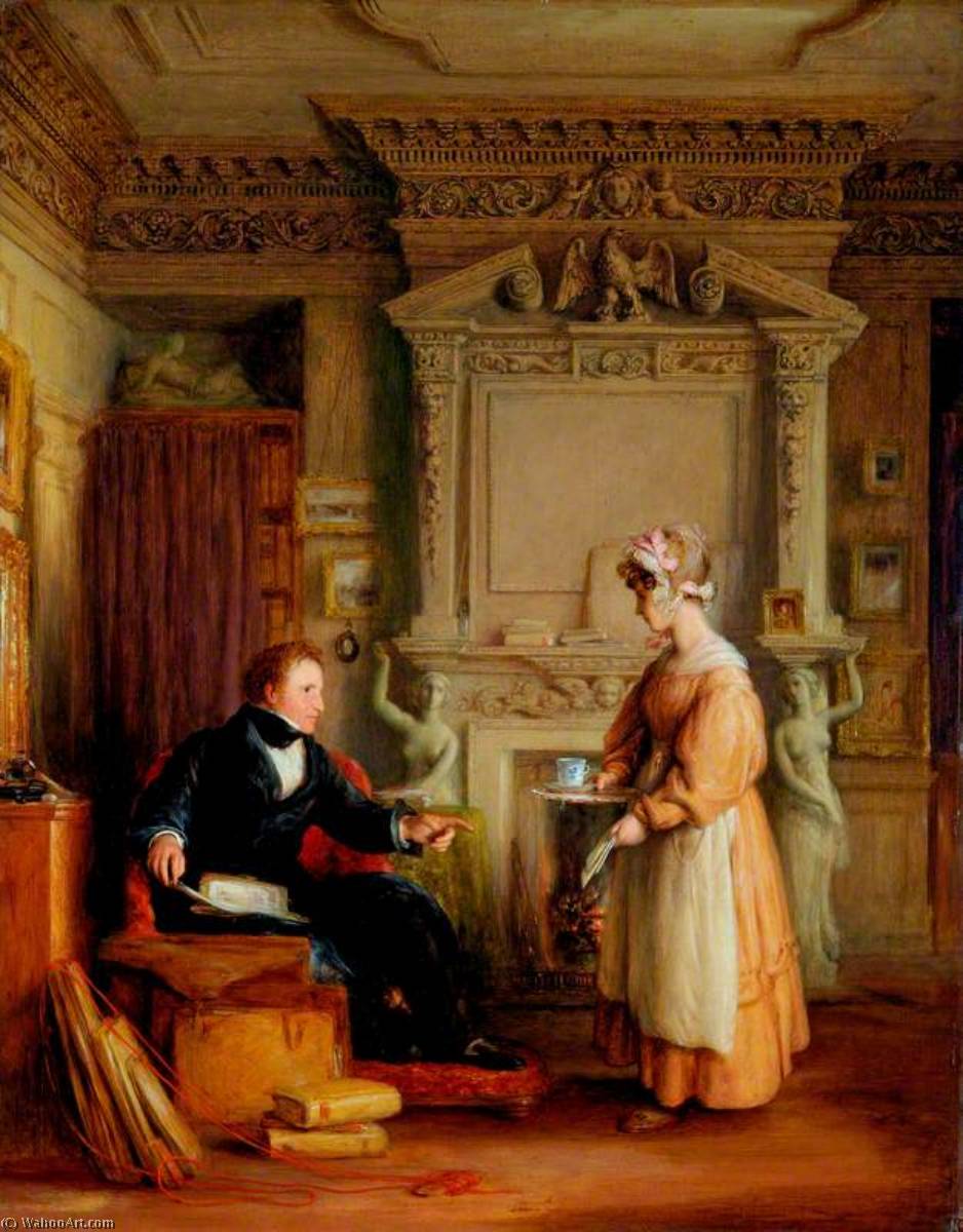 WikiOO.org - Encyclopedia of Fine Arts - Festés, Grafika William Mulready The Younger - Interior with John Sheepshanks (1787–1863)