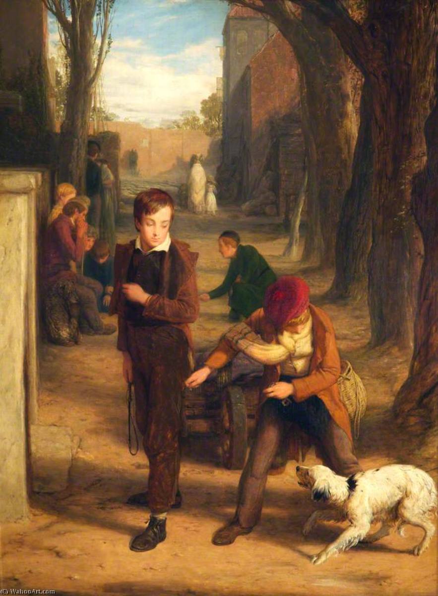 Wikioo.org - The Encyclopedia of Fine Arts - Painting, Artwork by William Mulready The Younger - A Dog of Two Minds