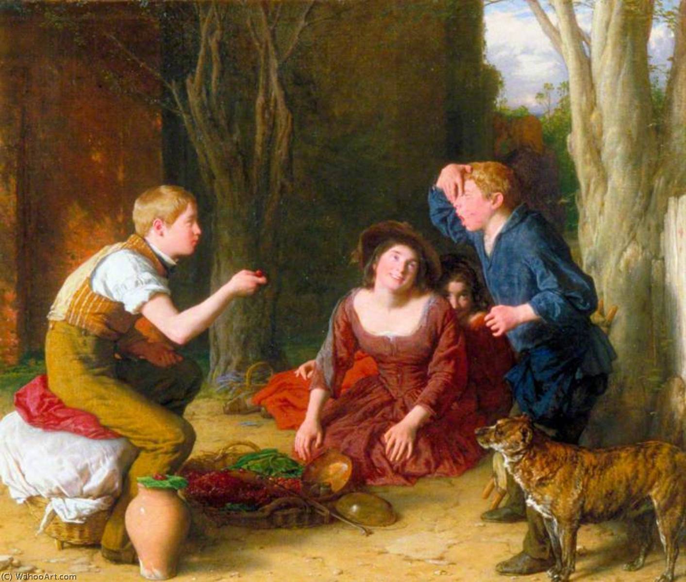 Wikioo.org - The Encyclopedia of Fine Arts - Painting, Artwork by William Mulready The Younger - The Butt Shooting a Cherry