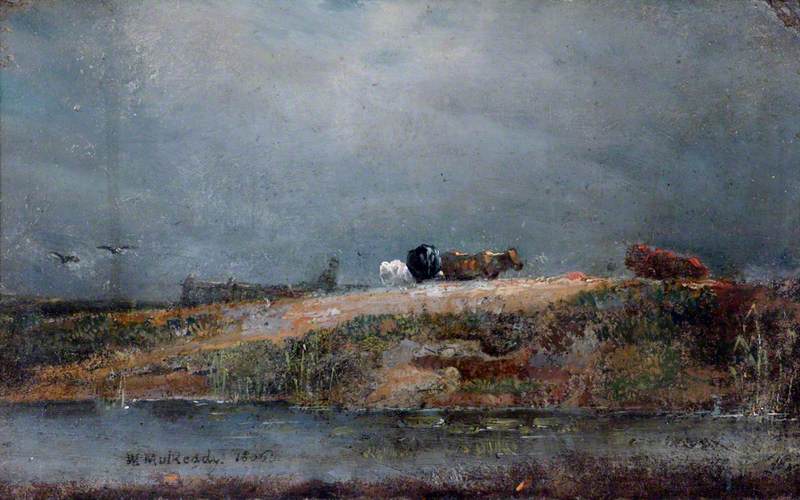 Wikioo.org – La Enciclopedia de las Bellas Artes - Pintura, Obras de arte de William Mulready The Younger - Heath hampstead enestado  vacas