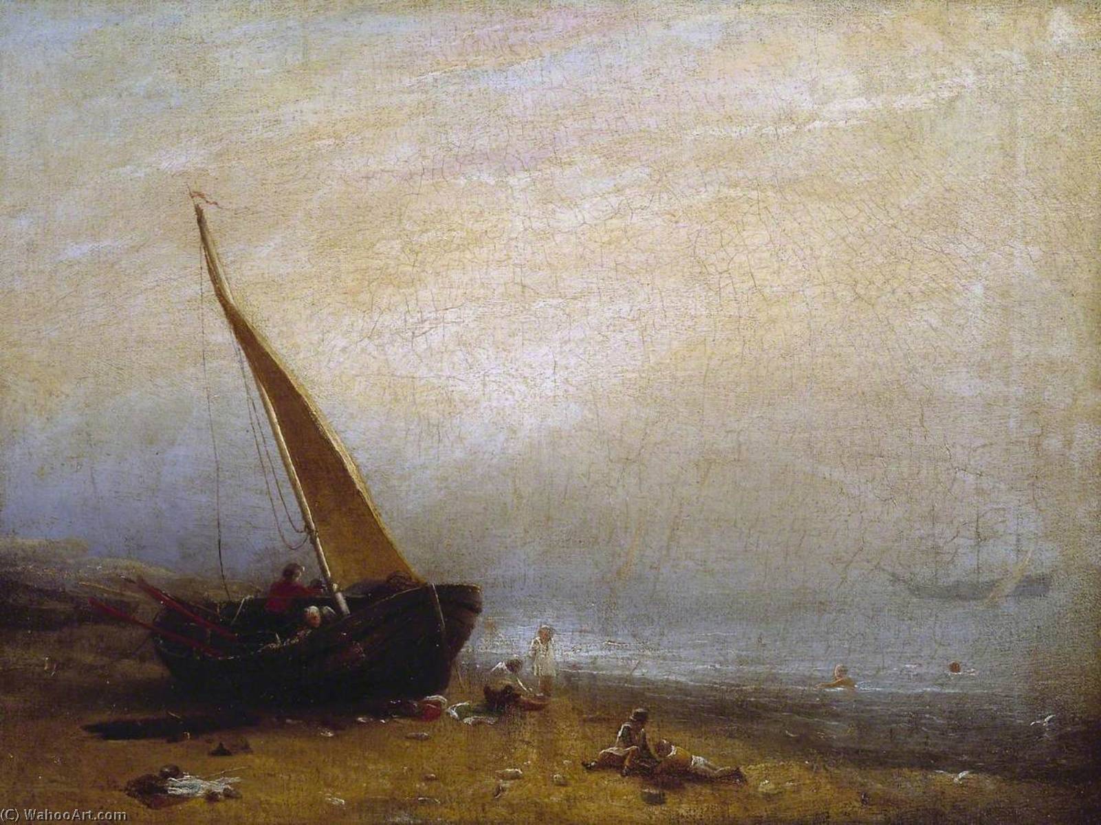 Wikioo.org – La Enciclopedia de las Bellas Artes - Pintura, Obras de arte de William Mulready The Younger - un mar orilla