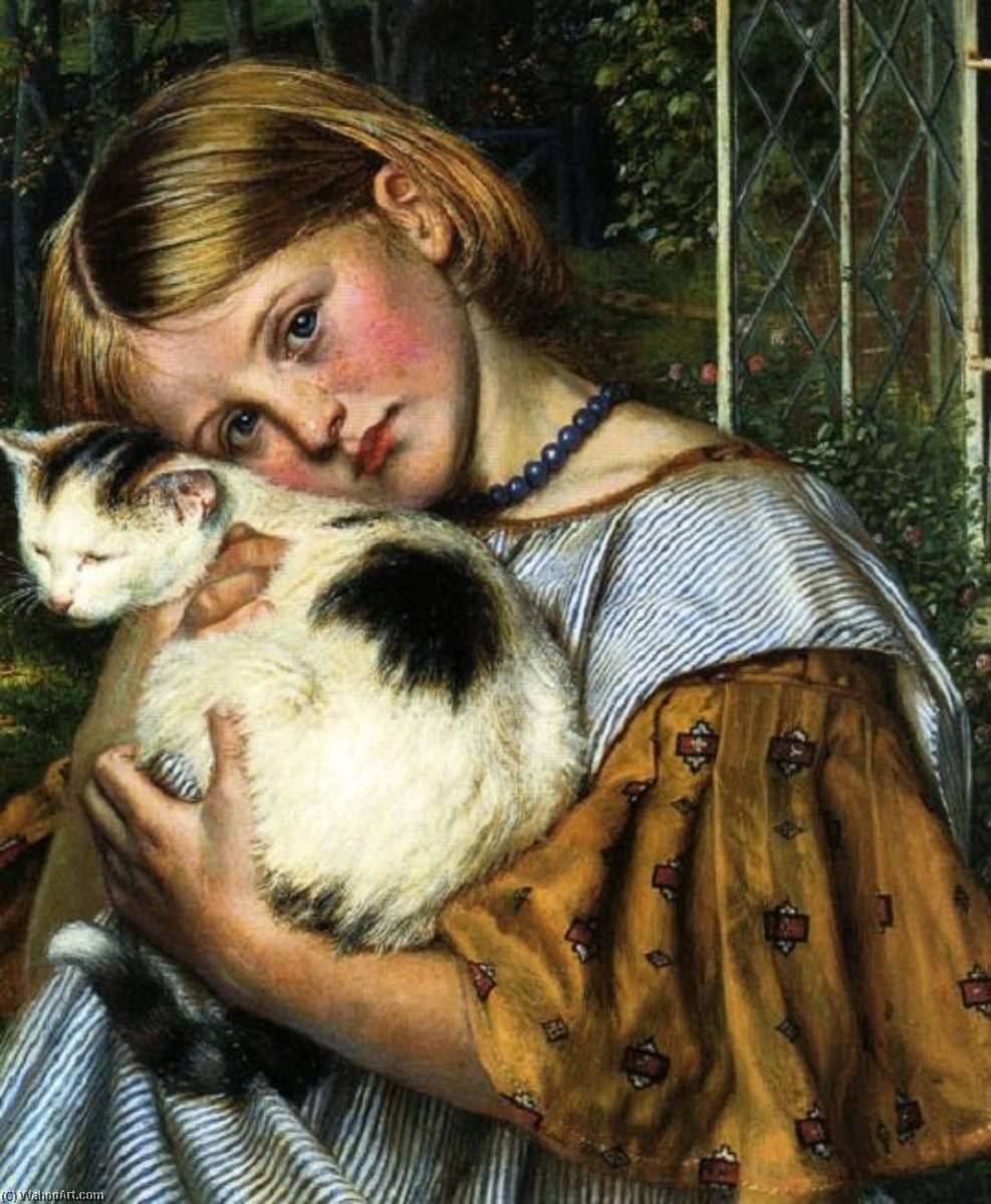Wikioo.org - The Encyclopedia of Fine Arts - Painting, Artwork by Robert Braithwaite Martineau - A Girl With A Cat