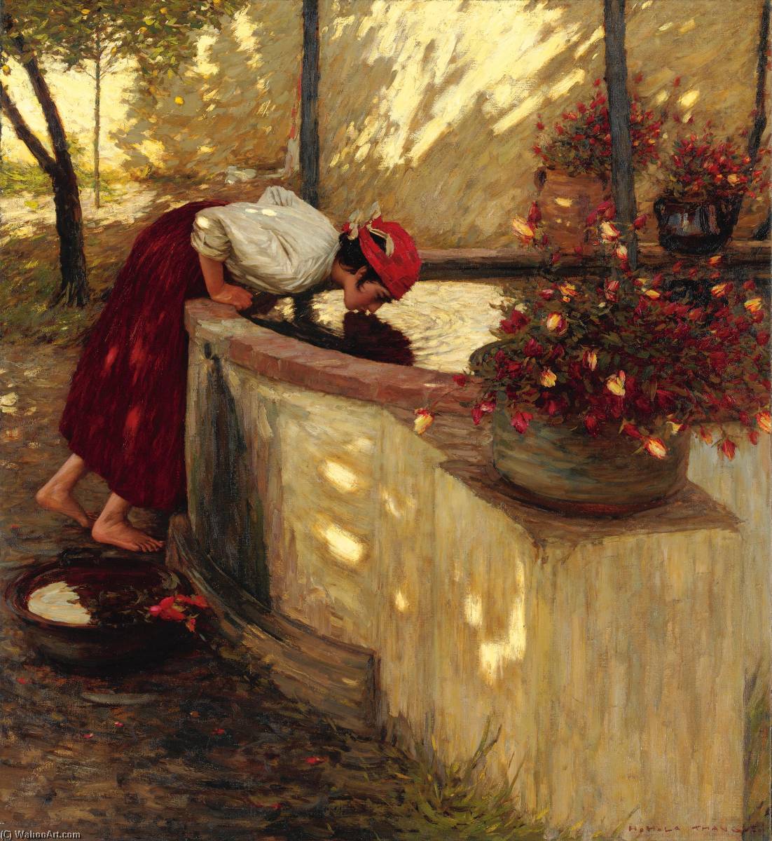 Wikioo.org - The Encyclopedia of Fine Arts - Painting, Artwork by Henry Herbert La Thangue - ligurian roses