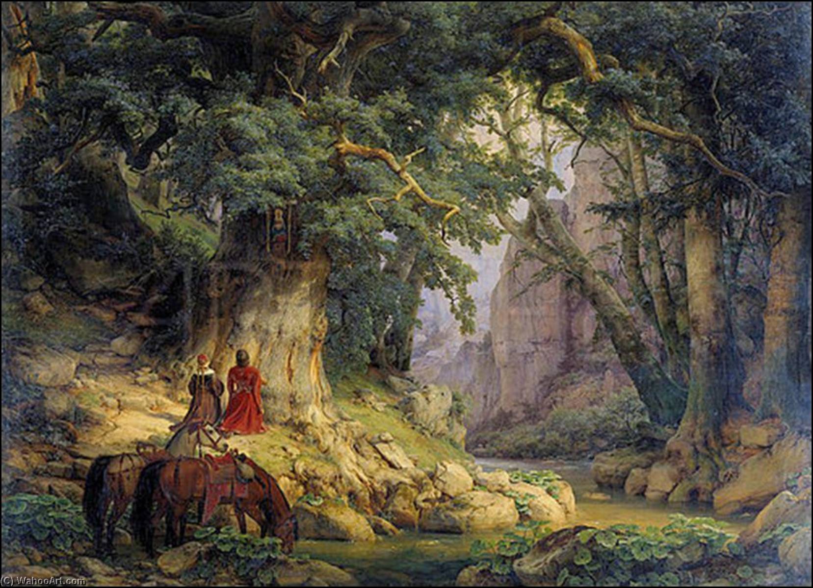 Wikioo.org - The Encyclopedia of Fine Arts - Painting, Artwork by Karl Friedrich Lessing - German Forest