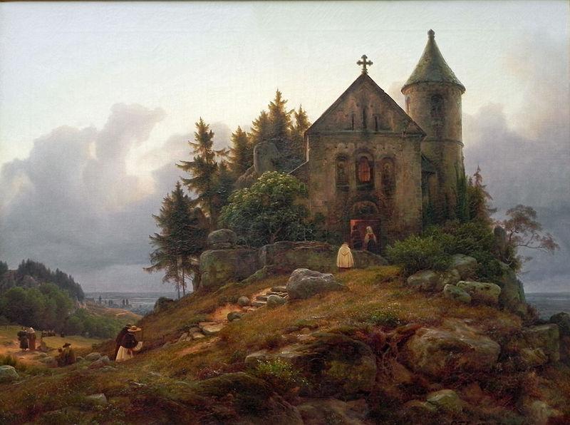 Wikioo.org - The Encyclopedia of Fine Arts - Painting, Artwork by Karl Friedrich Lessing - Forest Chapel