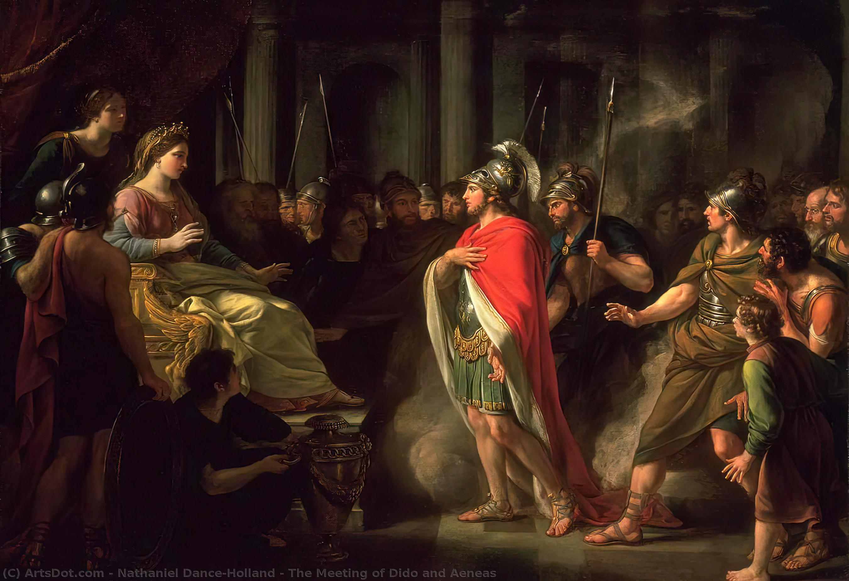 Wikioo.org - The Encyclopedia of Fine Arts - Painting, Artwork by Nathaniel Dance-Holland - The Meeting of Dido and Aeneas