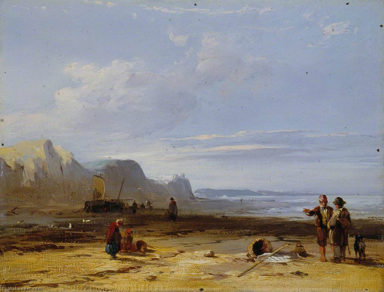 Wikioo.org - The Encyclopedia of Fine Arts - Painting, Artwork by Richard Parkes Bonington - A Coast Scene