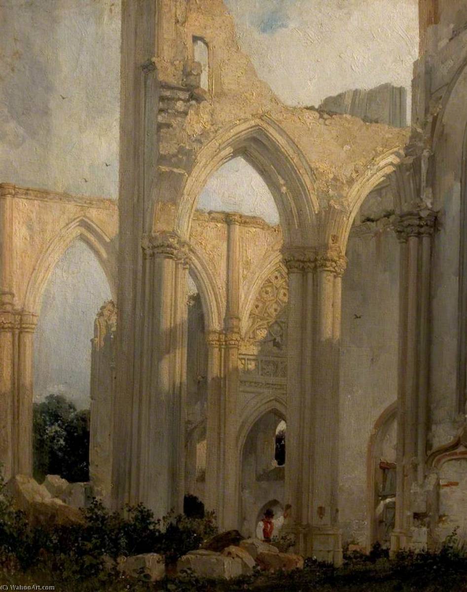 Wikioo.org - สารานุกรมวิจิตรศิลป์ - จิตรกรรม Richard Parkes Bonington - Ruins of the Abbey St Bertin, St Omer, France (Transept of the Abbey of St Bertin, St Omer, France)