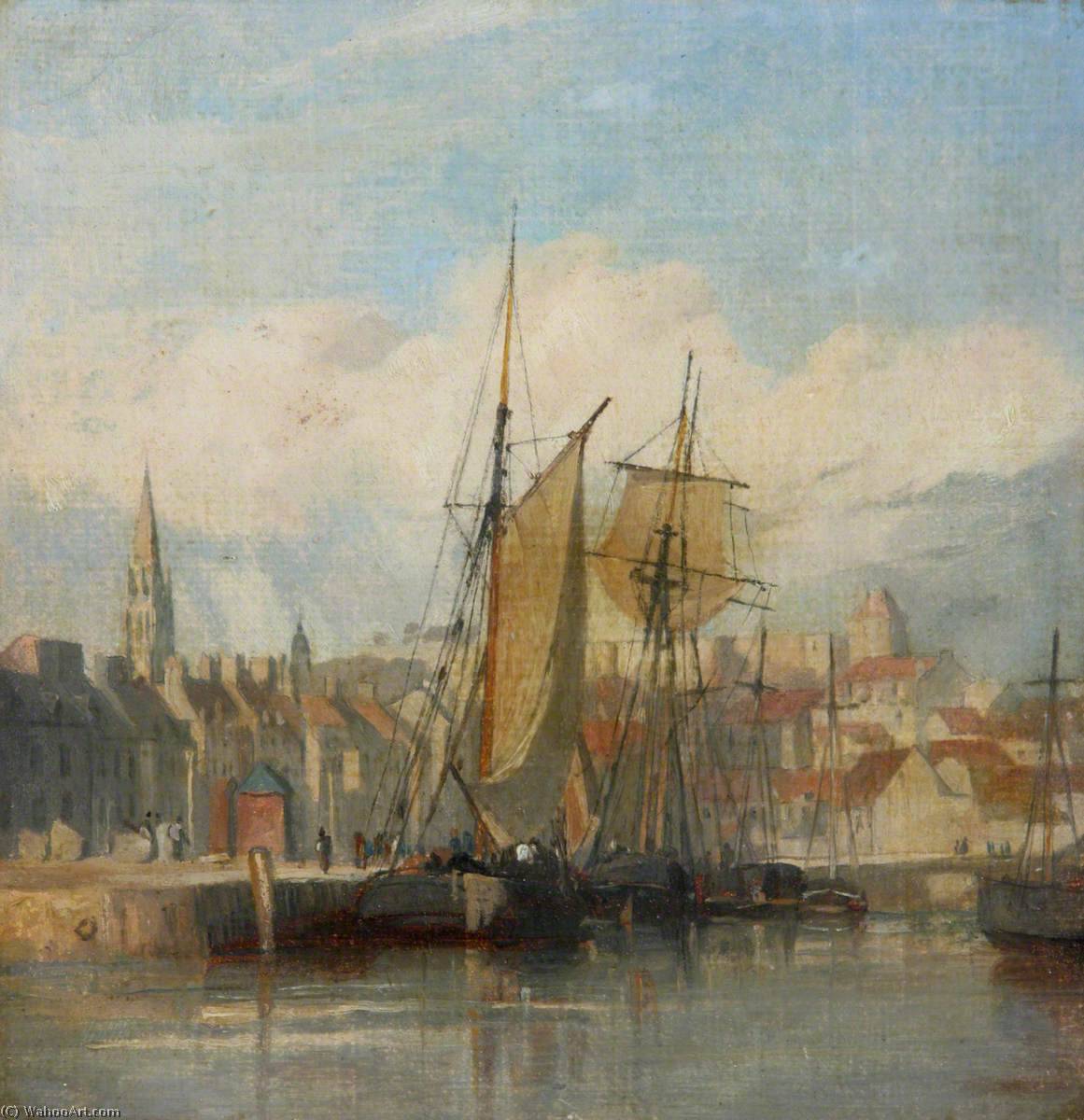 WikiOO.org - Encyclopedia of Fine Arts - Festés, Grafika Richard Parkes Bonington - Dieppe Harbour