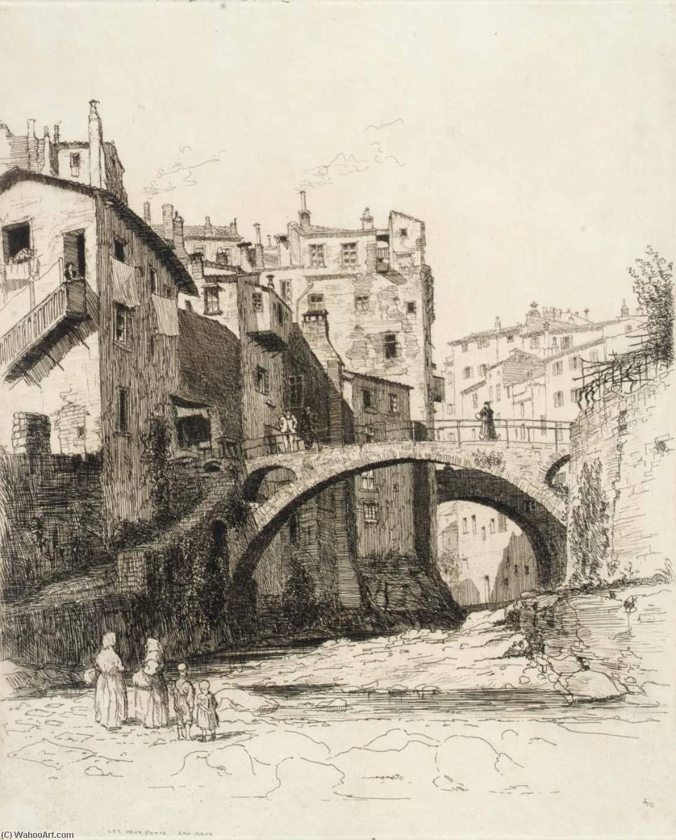 WikiOO.org - Encyclopedia of Fine Arts - Maľba, Artwork George Charles Aid - Les Deux Ponts, San Remo