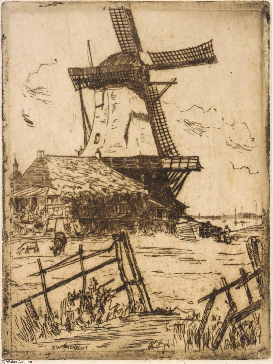 Wikioo.org - Bách khoa toàn thư về mỹ thuật - Vẽ tranh, Tác phẩm nghệ thuật George Charles Aid - Windmill, Zwyndrecht