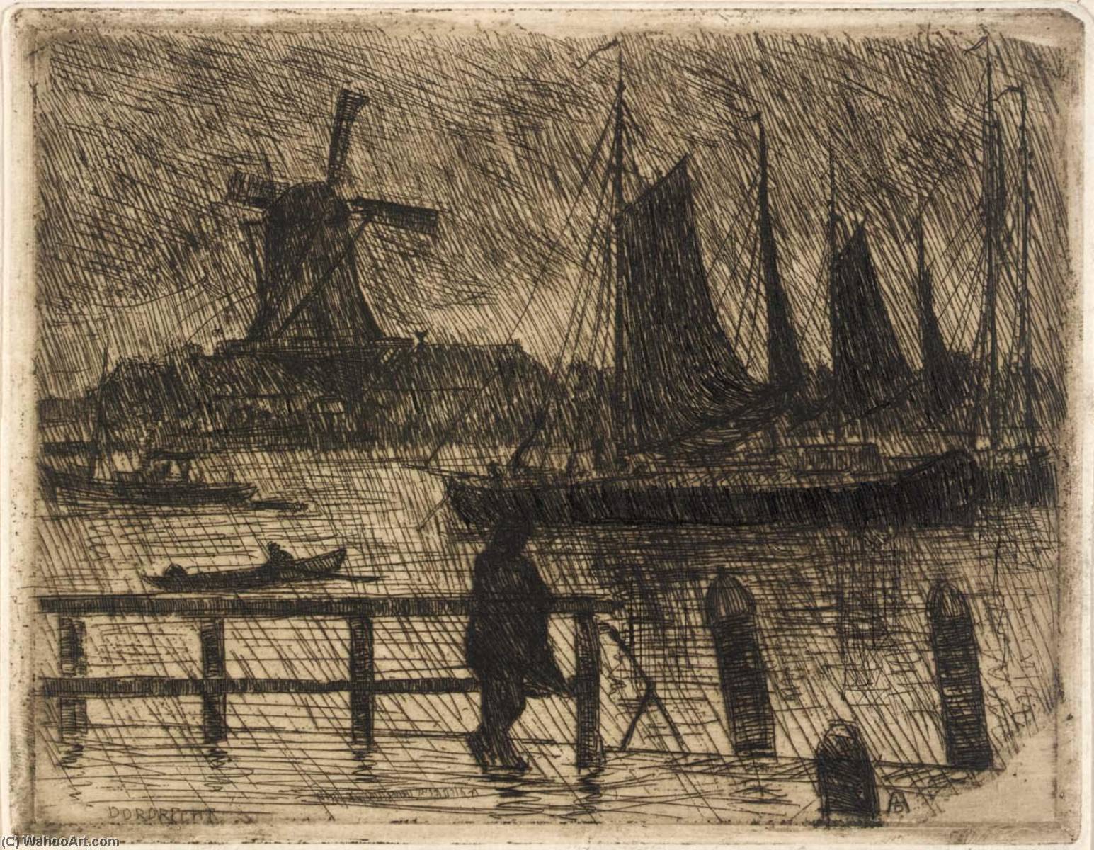 Wikioo.org - Bách khoa toàn thư về mỹ thuật - Vẽ tranh, Tác phẩm nghệ thuật George Charles Aid - Rain at Dordrecht