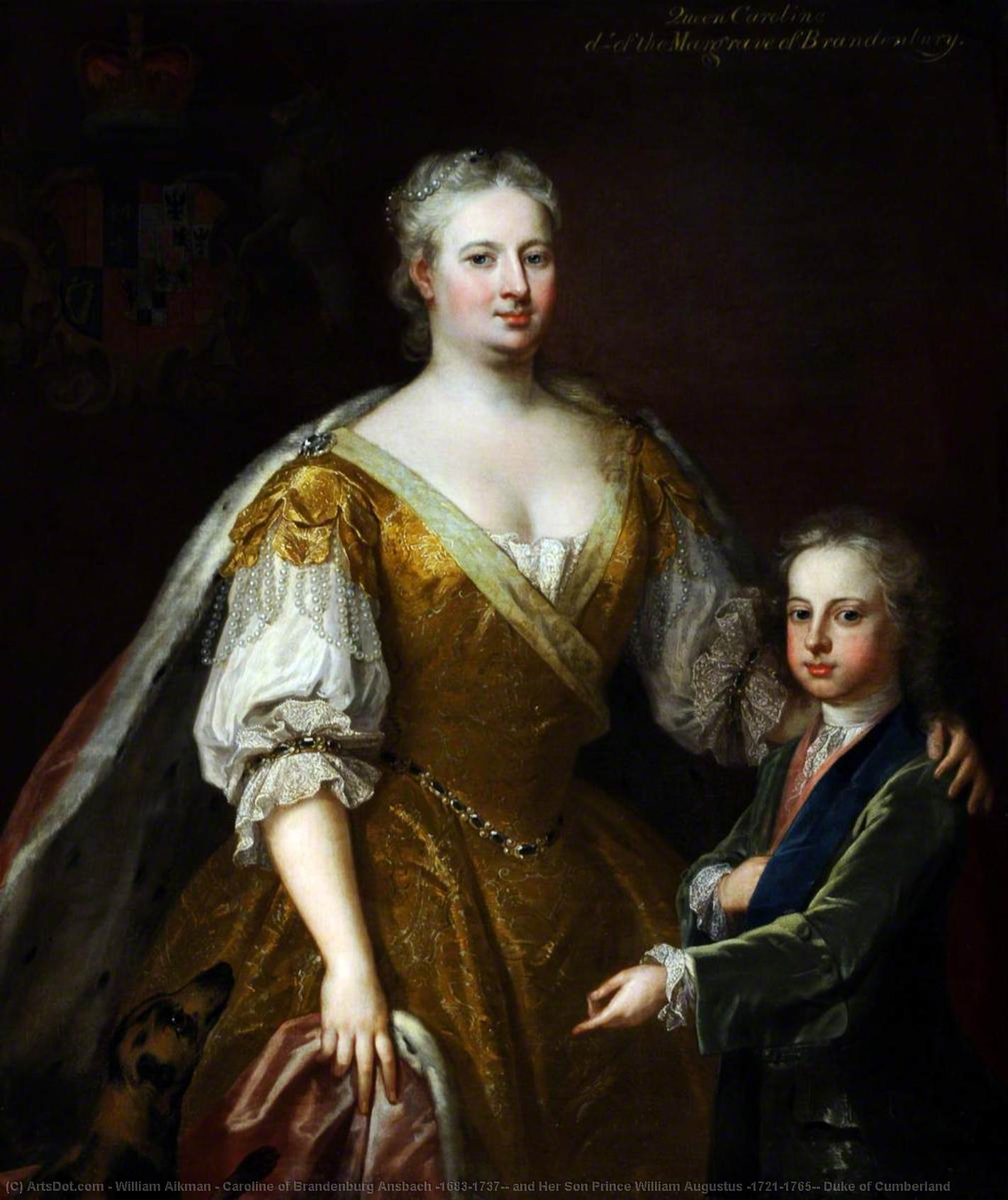 Wikioo.org - The Encyclopedia of Fine Arts - Painting, Artwork by William Aikman - Caroline of Brandenburg Ansbach (1683–1737), and Her Son Prince William Augustus (1721–1765), Duke of Cumberland