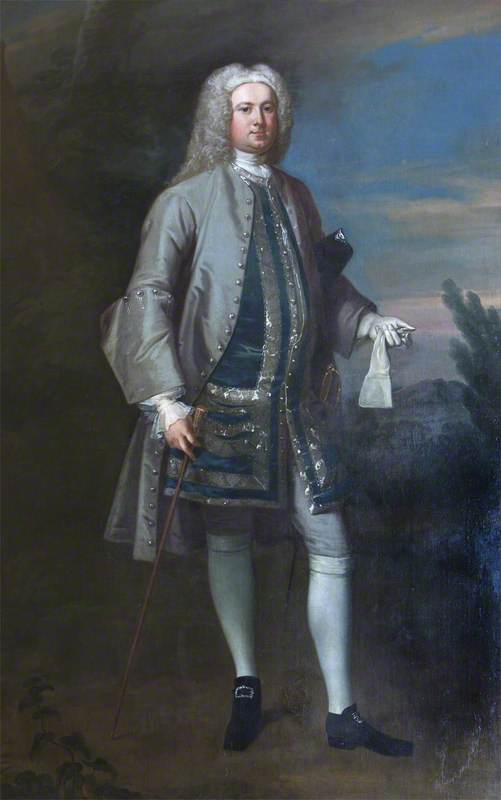 Wikoo.org - موسوعة الفنون الجميلة - اللوحة، العمل الفني William Aikman - Sir Thomas Saunders Sebright (1692–1736), 4th Bt (or 'Mr Crawley')