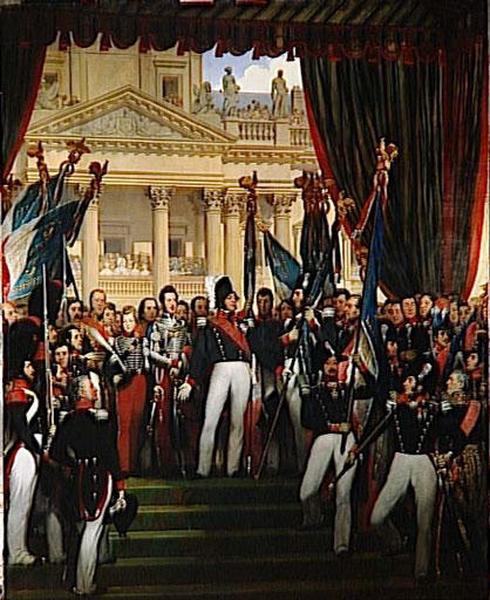 WikiOO.org - 백과 사전 - 회화, 삽화 Joseph Désiré Court - LE ROI DONNE LES DRAPEAUX A LA GARDE NATIONALE DE PARIS ET DE LA BANLIEUE.29 AOUT 1830
