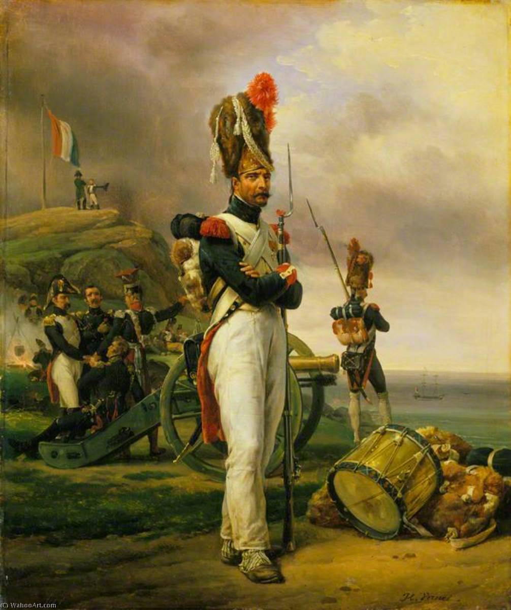 Wikioo.org - The Encyclopedia of Fine Arts - Painting, Artwork by Emile Jean Horace Vernet - A Grenadier of the Guard at Elba