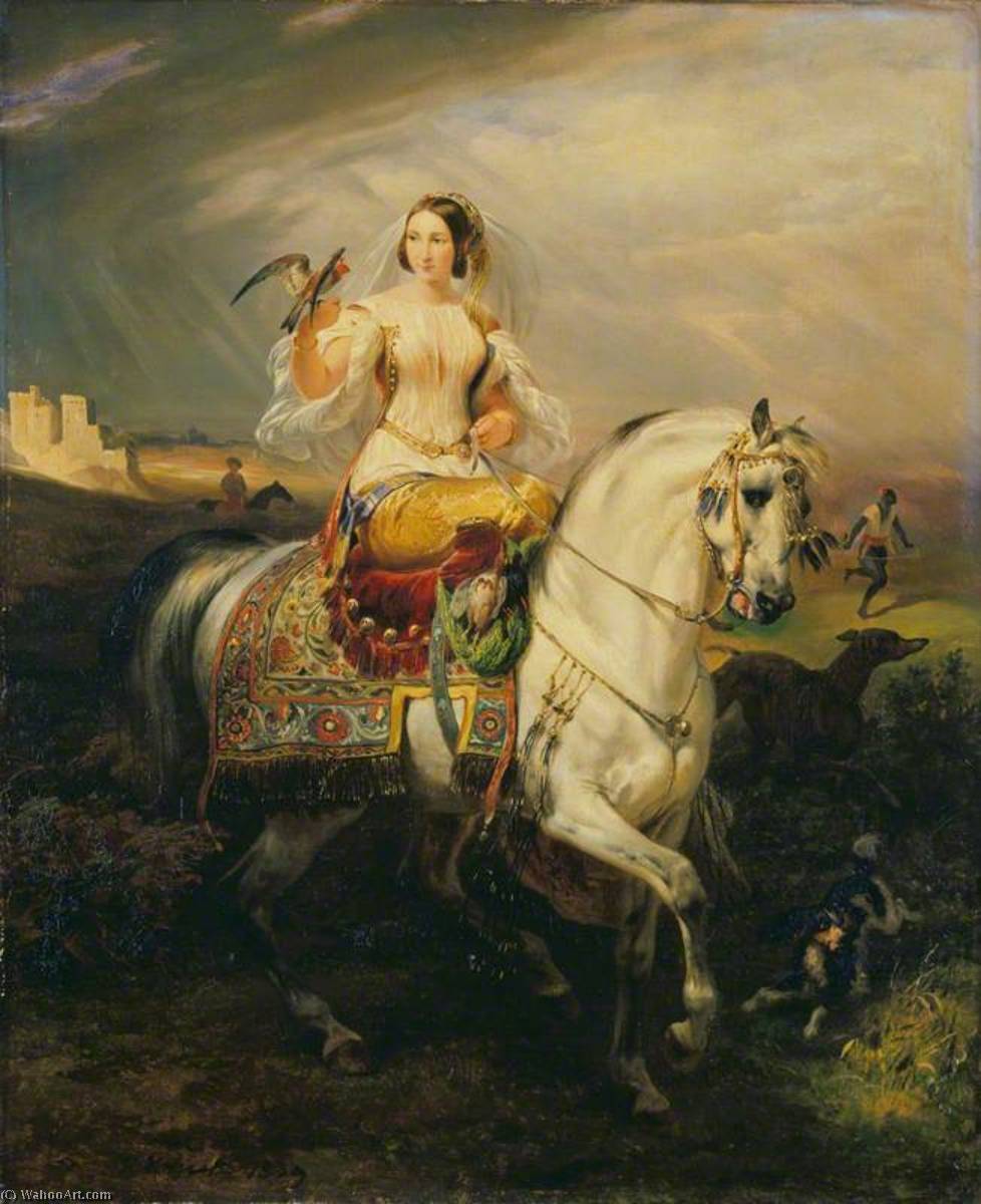 Wikioo.org – L'Enciclopedia delle Belle Arti - Pittura, Opere di Emile Jean Horace Vernet - Un Algerino lady hawking