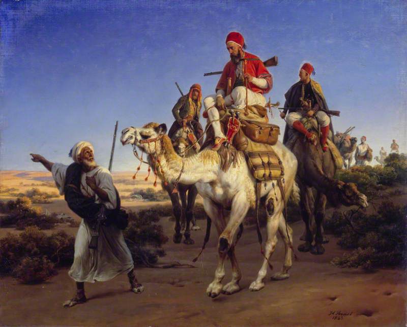 Wikioo.org - The Encyclopedia of Fine Arts - Painting, Artwork by Emile Jean Horace Vernet - Arabs Travelling in the Desert