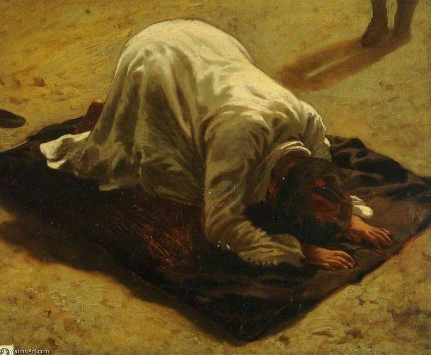 Wikioo.org - The Encyclopedia of Fine Arts - Painting, Artwork by Emile Jean Horace Vernet - An Arab at Prayer