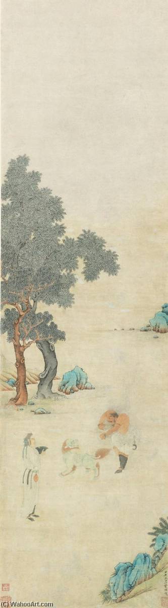 WikiOO.org – 美術百科全書 - 繪畫，作品 Ding Yunpeng - 狮子 和  野蛮人