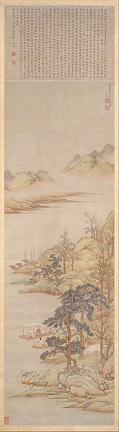 Wikioo.org - The Encyclopedia of Fine Arts - Painting, Artwork by Ding Yunpeng - 明 丁雲鵬 山水圖 軸 The Lute song Farewell at Xunyang