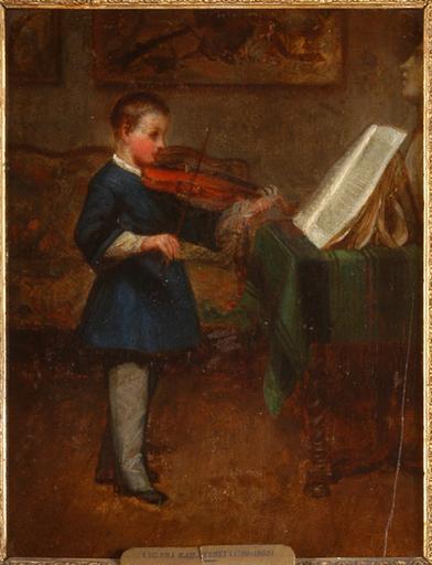 Wikioo.org - The Encyclopedia of Fine Arts - Painting, Artwork by Emile Jean Horace Vernet - LECON DE VIOLON DU COMTE DE PARIS