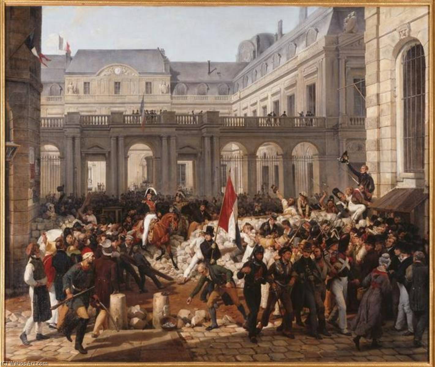 Wikioo.org - The Encyclopedia of Fine Arts - Painting, Artwork by Emile Jean Horace Vernet - Le duc d'Orléans quitte le Palais Royal, pour se rendre à l'hôtel de ville, 31 juillet 1830
