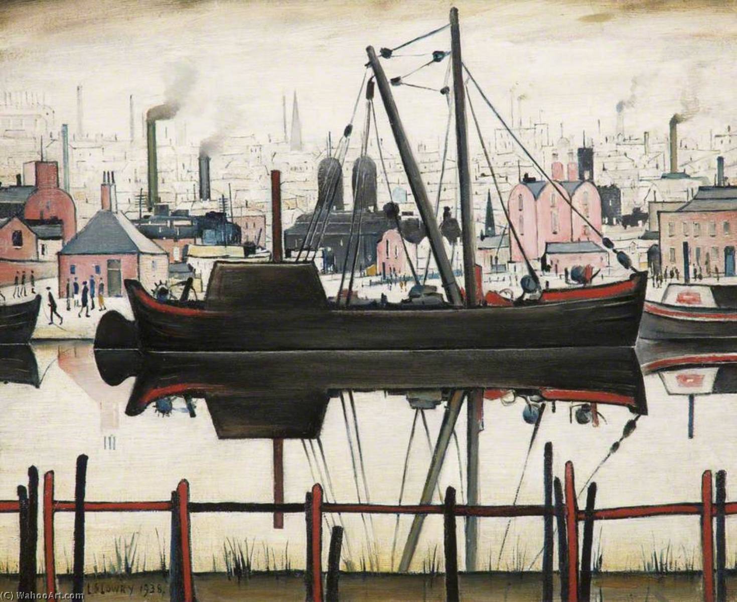 Wikioo.org - The Encyclopedia of Fine Arts - Painting, Artwork by Lawrence Stephen Lowry - The Coal Barge