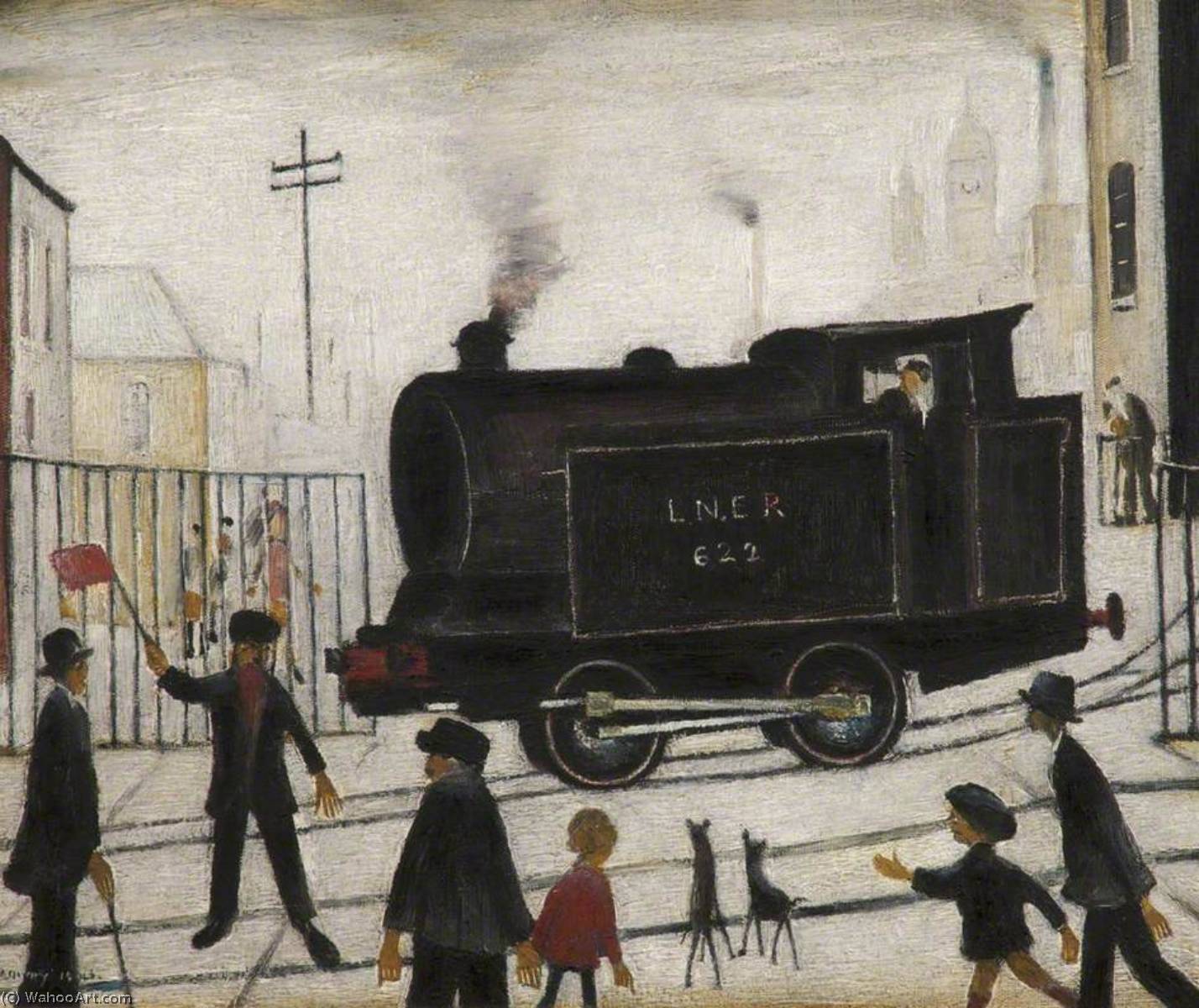 Wikioo.org - The Encyclopedia of Fine Arts - Painting, Artwork by Lawrence Stephen Lowry - Level Crossing