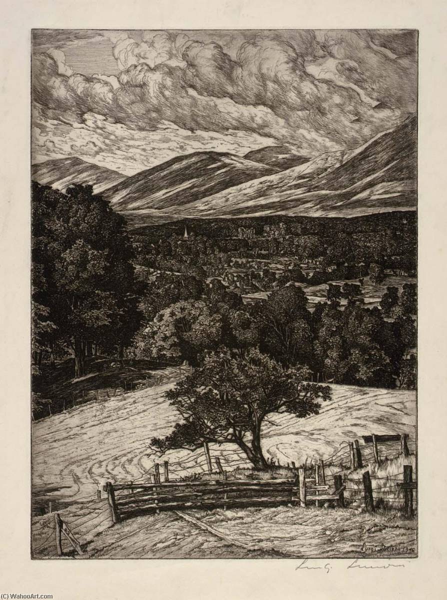 WikiOO.org - Encyclopedia of Fine Arts - Lukisan, Artwork Luigi Lucioni - Steeple in the Mountains