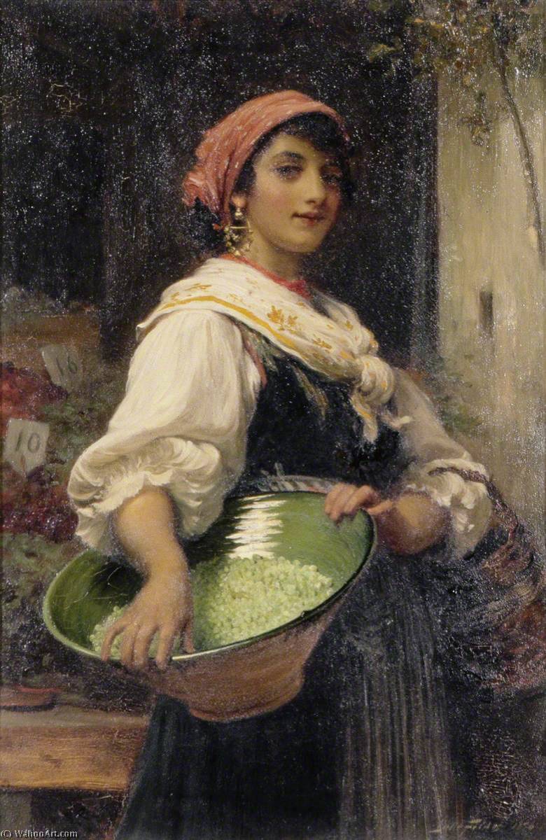 Wikioo.org - Die Enzyklopädie bildender Kunst - Malerei, Kunstwerk von Samuel Luke Fildes - Ein venezianisch  markt  Mädchen