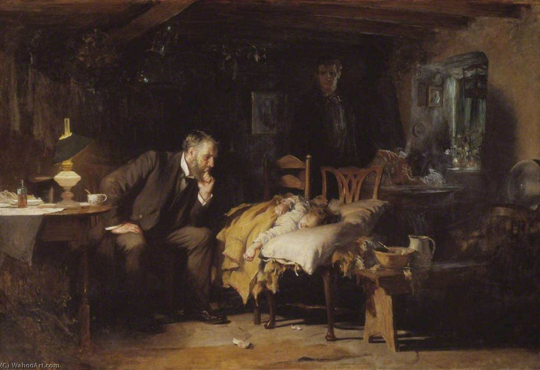 WikiOO.org - Enciclopédia das Belas Artes - Pintura, Arte por Samuel Luke Fildes - The Doctor