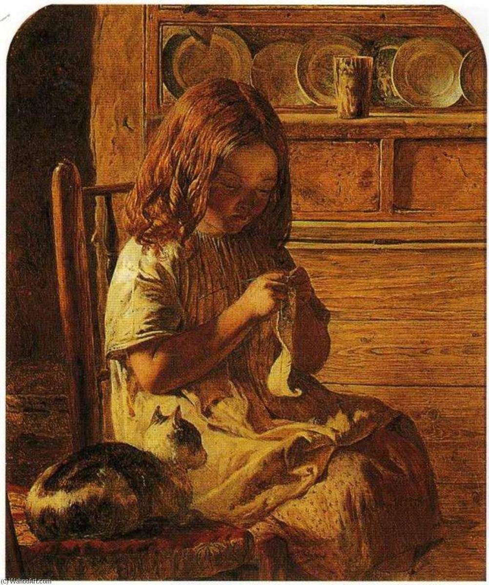 Wikioo.org - The Encyclopedia of Fine Arts - Painting, Artwork by John Dawson Watson - Little Girl Sewing