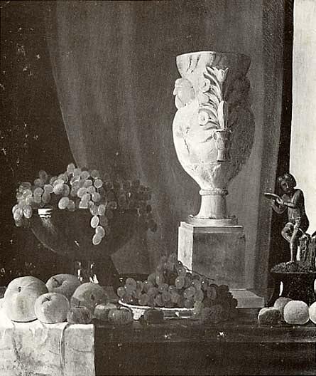 Wikioo.org – L'Encyclopédie des Beaux Arts - Peinture, Oeuvre de John Frederick Peto - Fruits , statuette à vase , ( peinture )