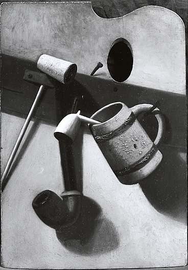 Wikioo.org - The Encyclopedia of Fine Arts - Painting, Artwork by John Frederick Peto - Palette, Mug and Pipes, (painting)