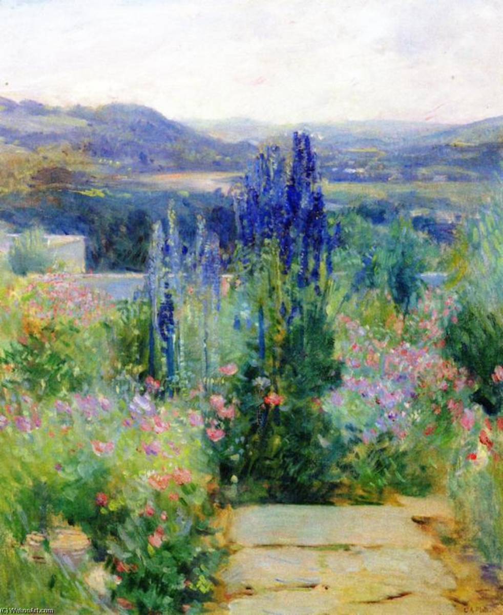 Wikioo.org - The Encyclopedia of Fine Arts - Painting, Artwork by Charles Adams Platt - Larkspur (also known as Garden at High Court, Cornish)