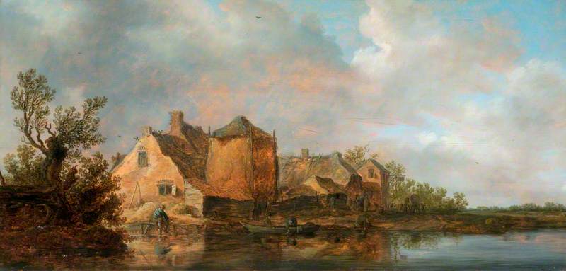Wikioo.org - The Encyclopedia of Fine Arts - Painting, Artwork by Jan Van Goyen - River Scene with an Inn
