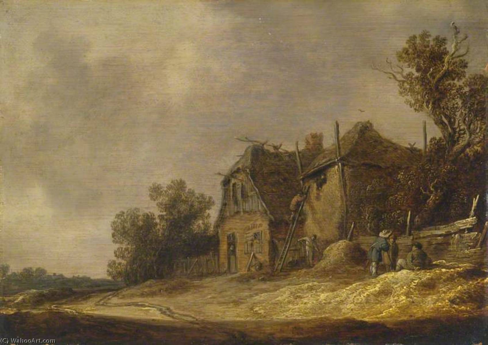 WikiOO.org - دایره المعارف هنرهای زیبا - نقاشی، آثار هنری Jan Van Goyen - Landscape with a Cottage and a Barn
