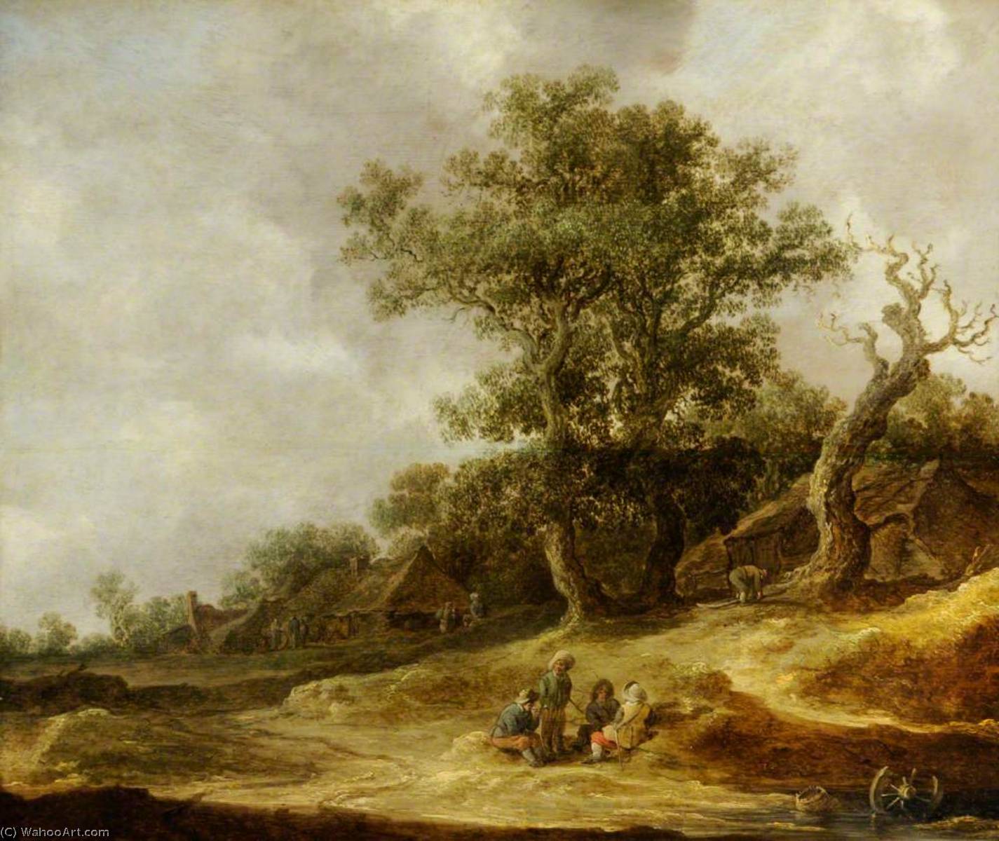WikiOO.org - Enciklopedija dailės - Tapyba, meno kuriniai Jan Van Goyen - Landscape with Cottages on the Dunes