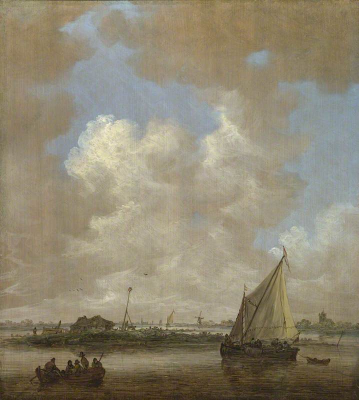 Wikioo.org – L'Enciclopedia delle Belle Arti - Pittura, Opere di Jan Van Goyen - a fiume scena , con una Capanna su un Isola