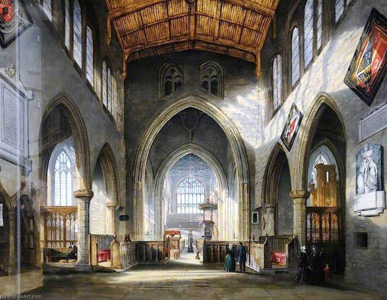 Wikioo.org - The Encyclopedia of Fine Arts - Painting, Artwork by William Cowen - Interior of Rotherham Parish Church, South Yorkshire