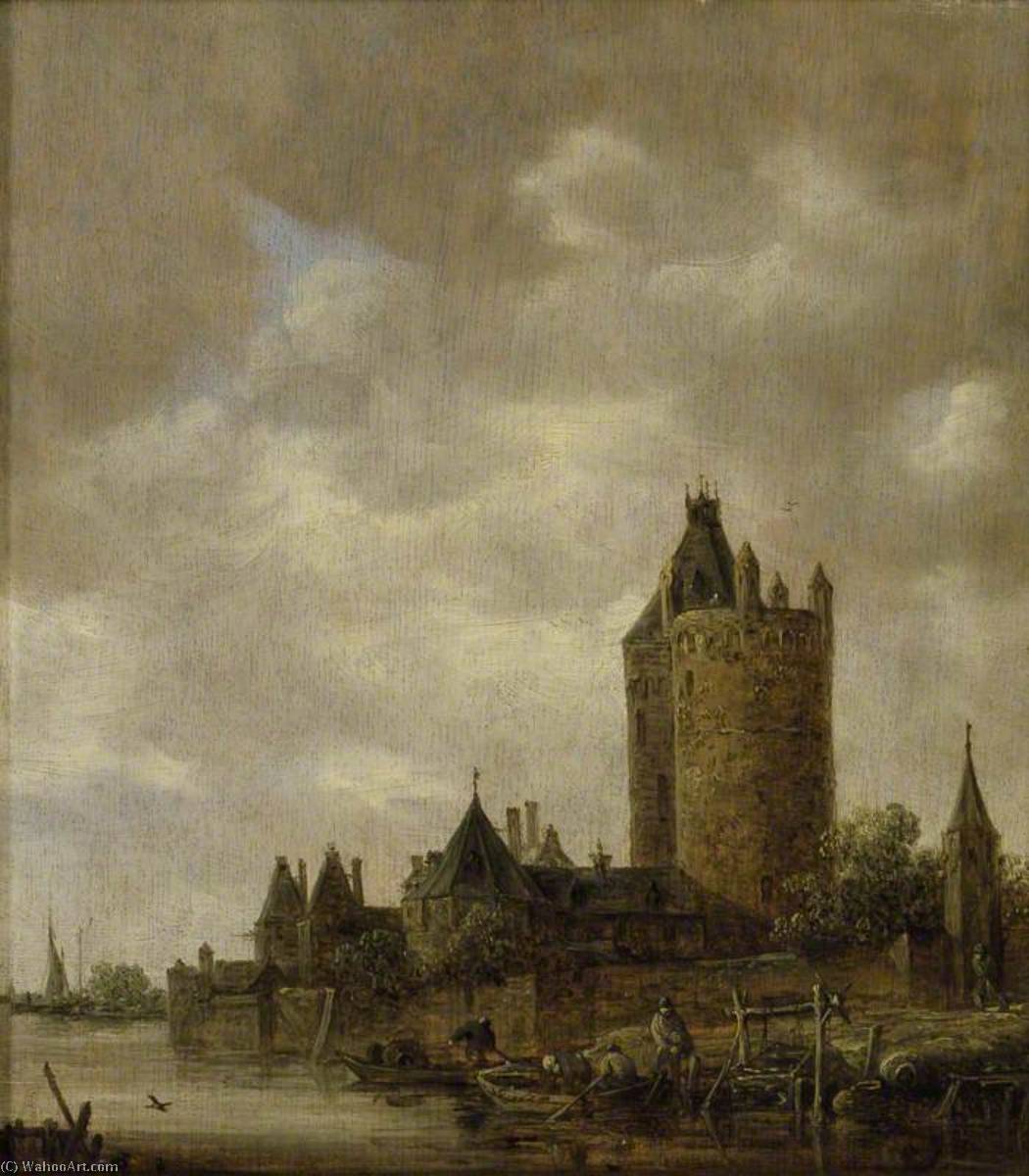 Wikioo.org - The Encyclopedia of Fine Arts - Painting, Artwork by Jan Van Goyen - A Castle by a River