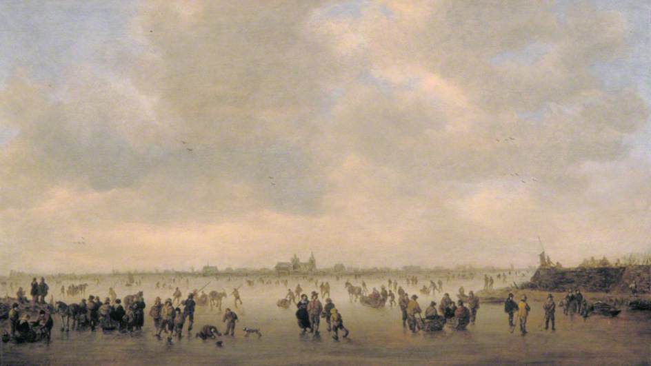 Wikioo.org - The Encyclopedia of Fine Arts - Painting, Artwork by Jan Van Goyen - Winter Landscape with Skaters before 's Hertogenbosch, The Netherlands