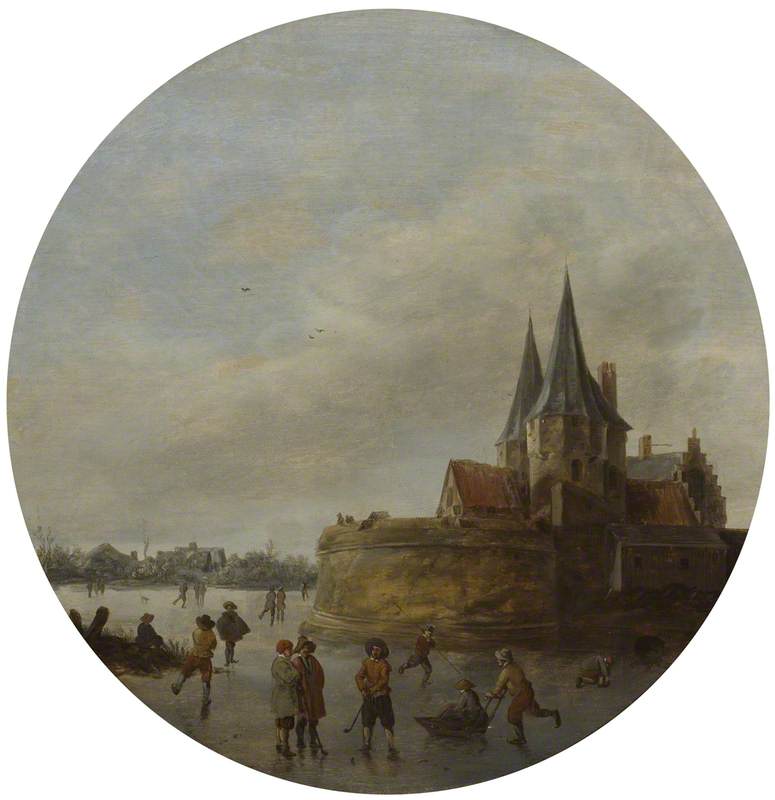 Wikioo.org - The Encyclopedia of Fine Arts - Painting, Artwork by Jan Van Goyen - Skating Scene before the Noordenpoort, Hoorn