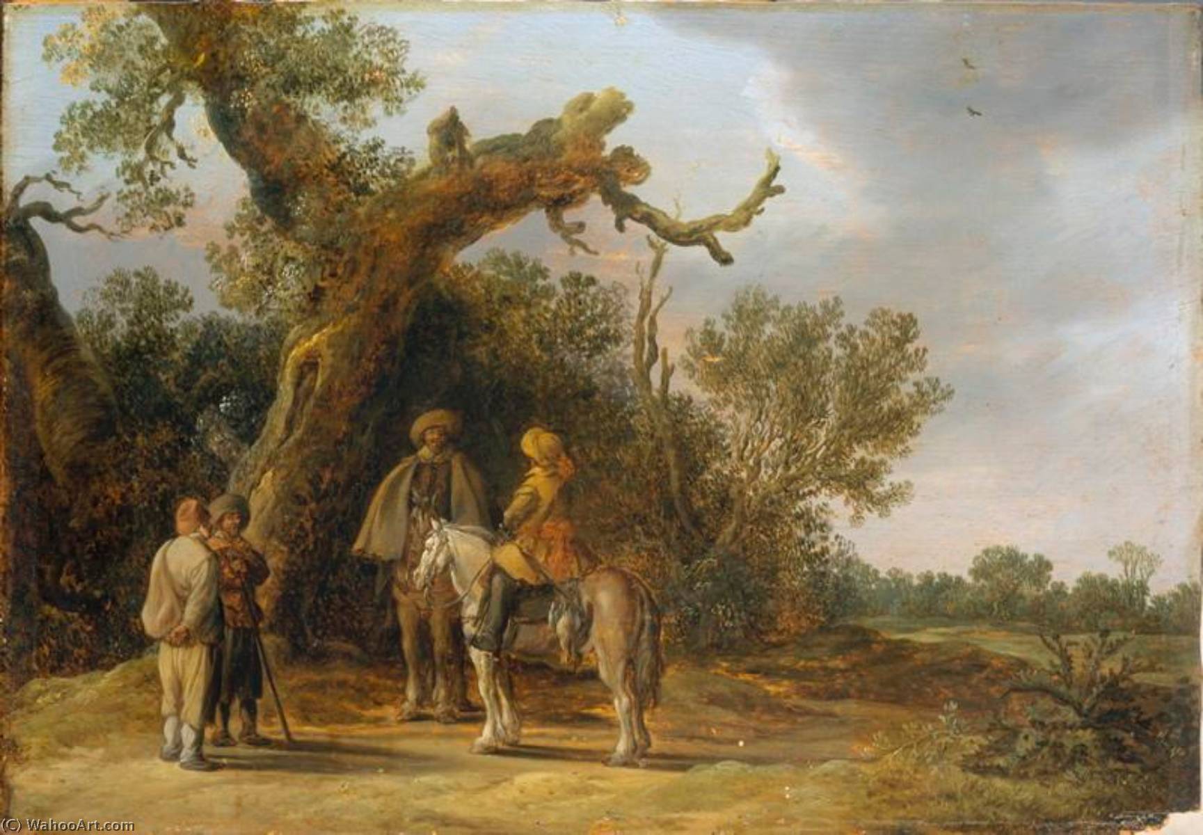 Wikioo.org - สารานุกรมวิจิตรศิลป์ - จิตรกรรม Jan Van Goyen - Cavaliers revenant de la chasse